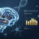 Scientific visualization of activated neural pathways, BDNF increase chart, and neuroplasticity audit - Global Wellness Lab premium medical aesthetic.